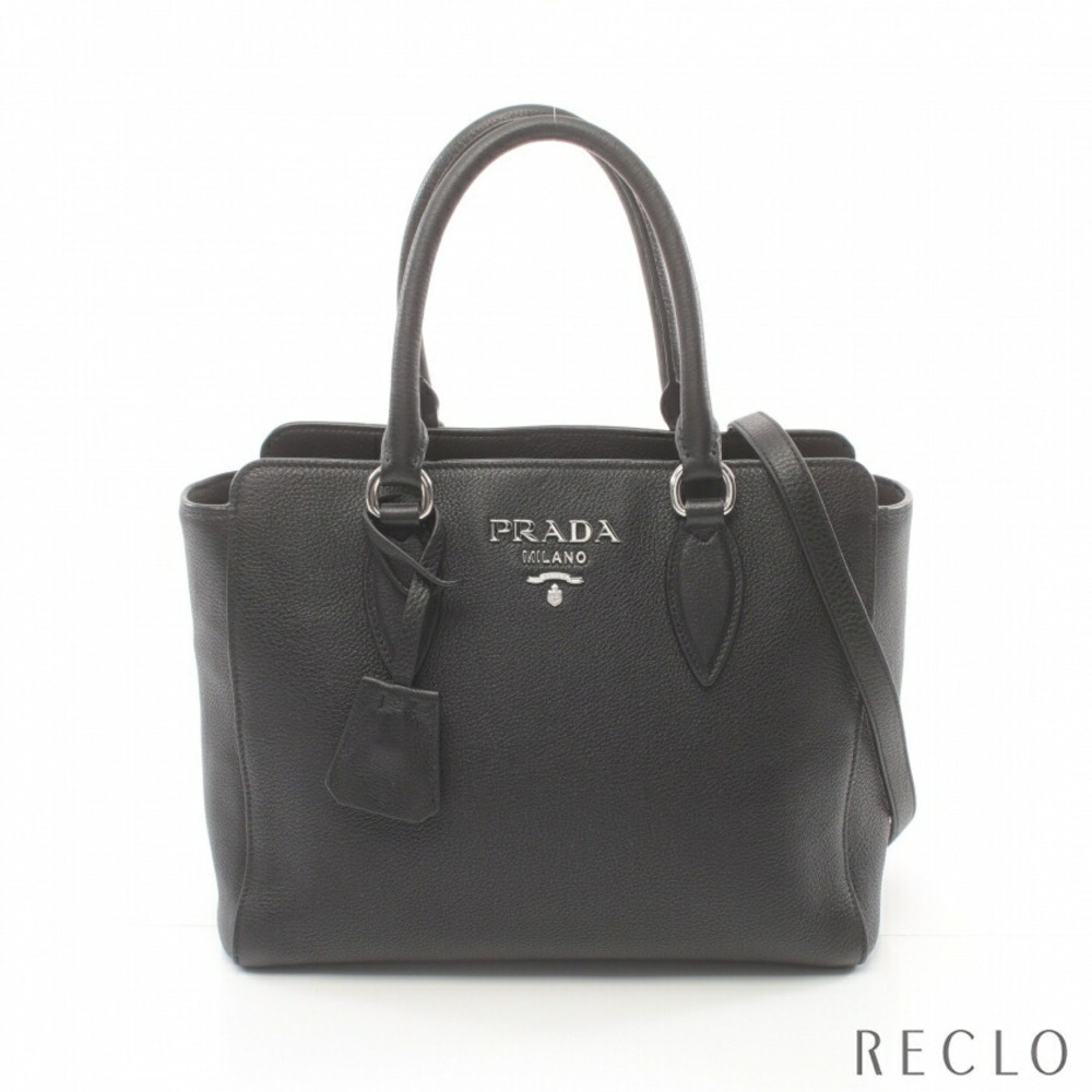 Prada Vittelo Phenix Leather Handbag Black